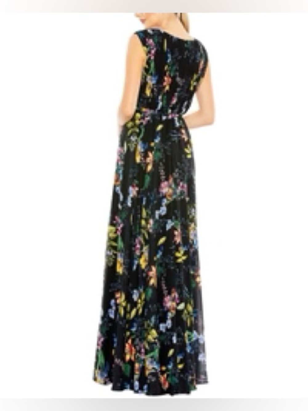 Mac Duggal Multicolor Pleated Floral Cap Sleeve A Line Gown 55839 $398 - Picture 2 of 6